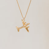 Gold Plated Airplane Necklace