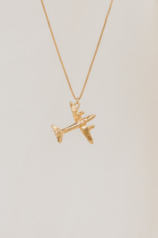 Gold Plated Airplane Necklace