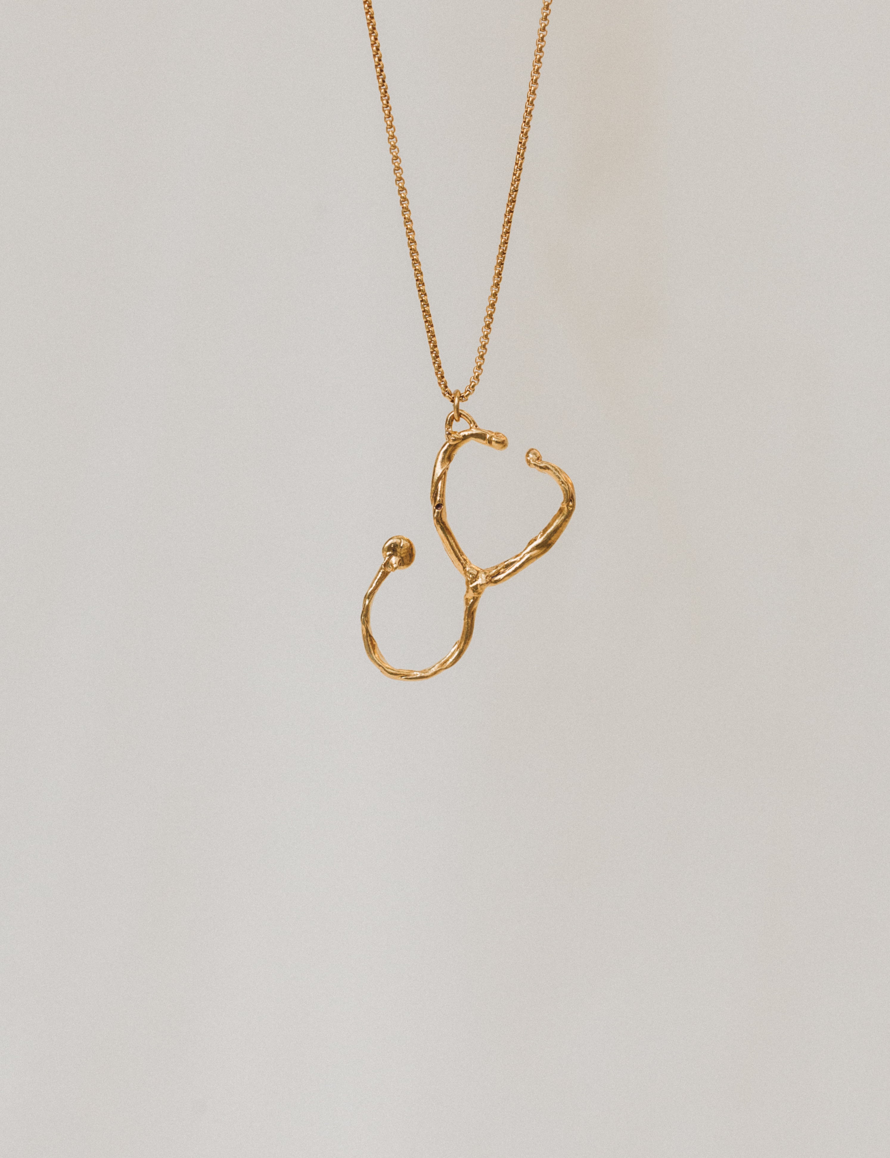 Gold Plated Stethoscope Necklace