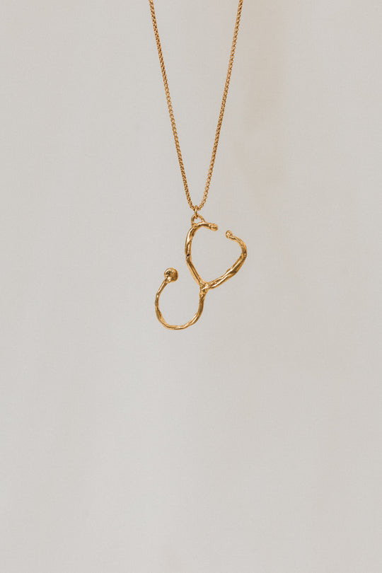 Gold Plated Stethoscope Necklace
