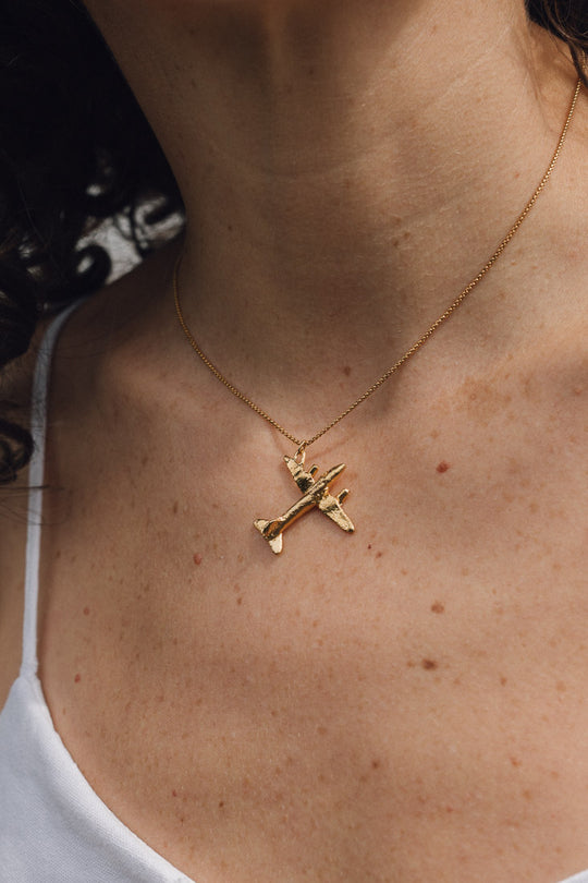 Gold Plated Airplane Necklace