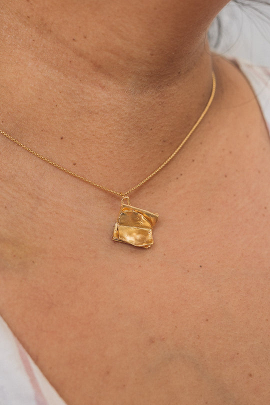 Gold Plated Book Necklace