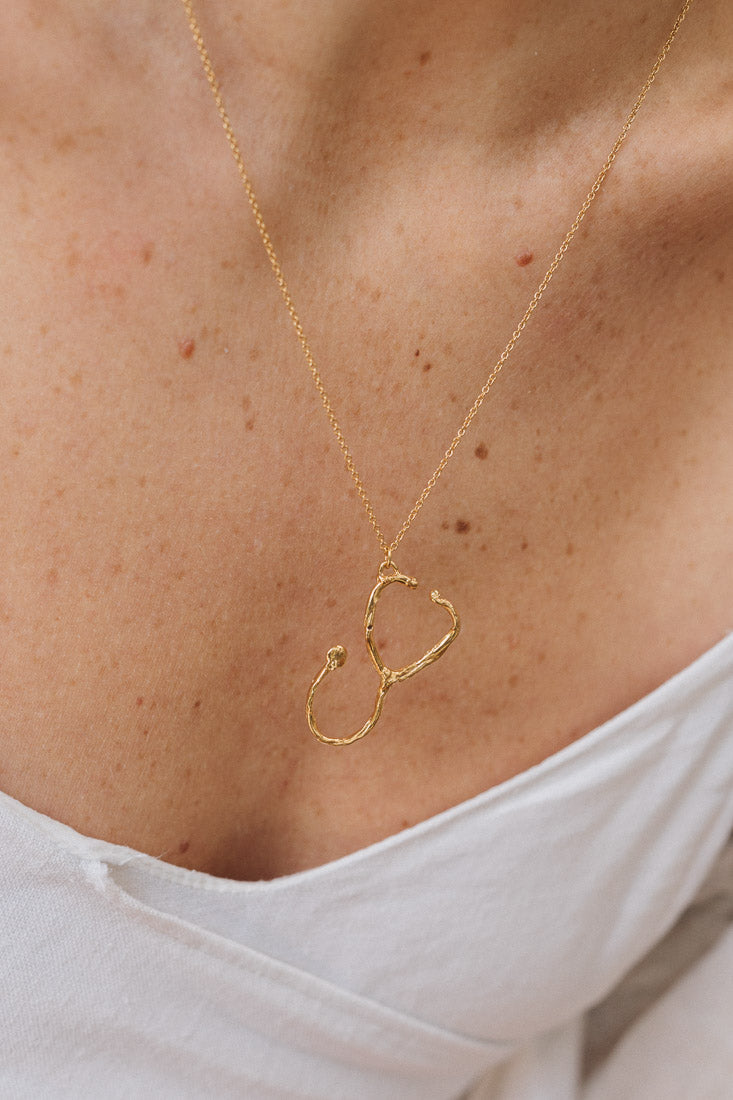 Gold Plated Stethoscope Necklace
