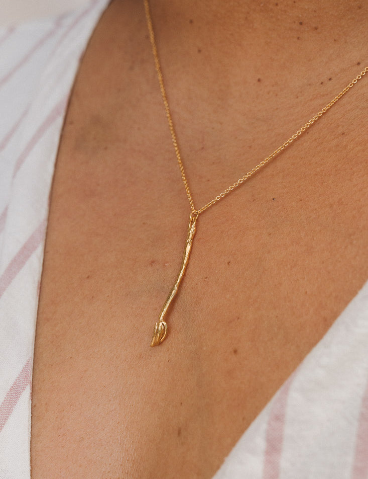 Gold Plated Paintbrush Necklace