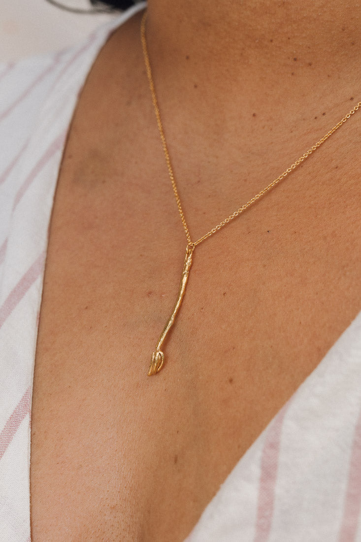 Gold Plated Paintbrush Necklace