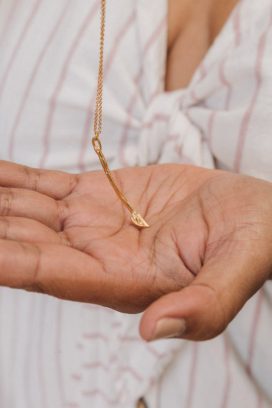 Gold Plated Paintbrush Necklace