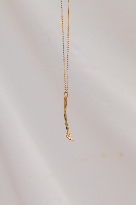 Gold Plated Paintbrush Necklace