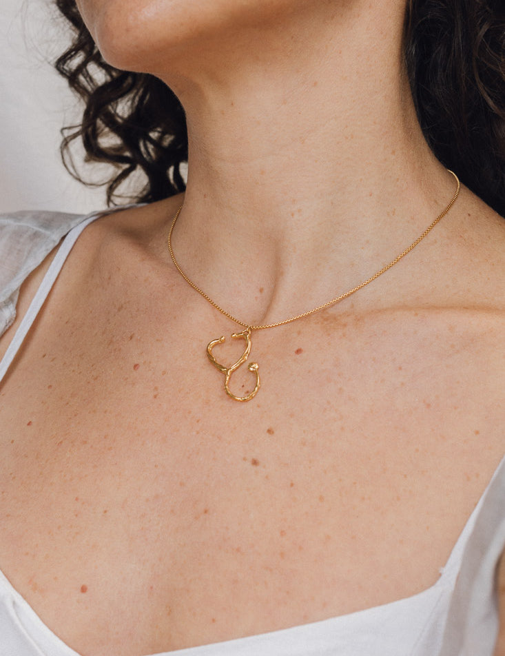 Gold Plated Stethoscope Necklace