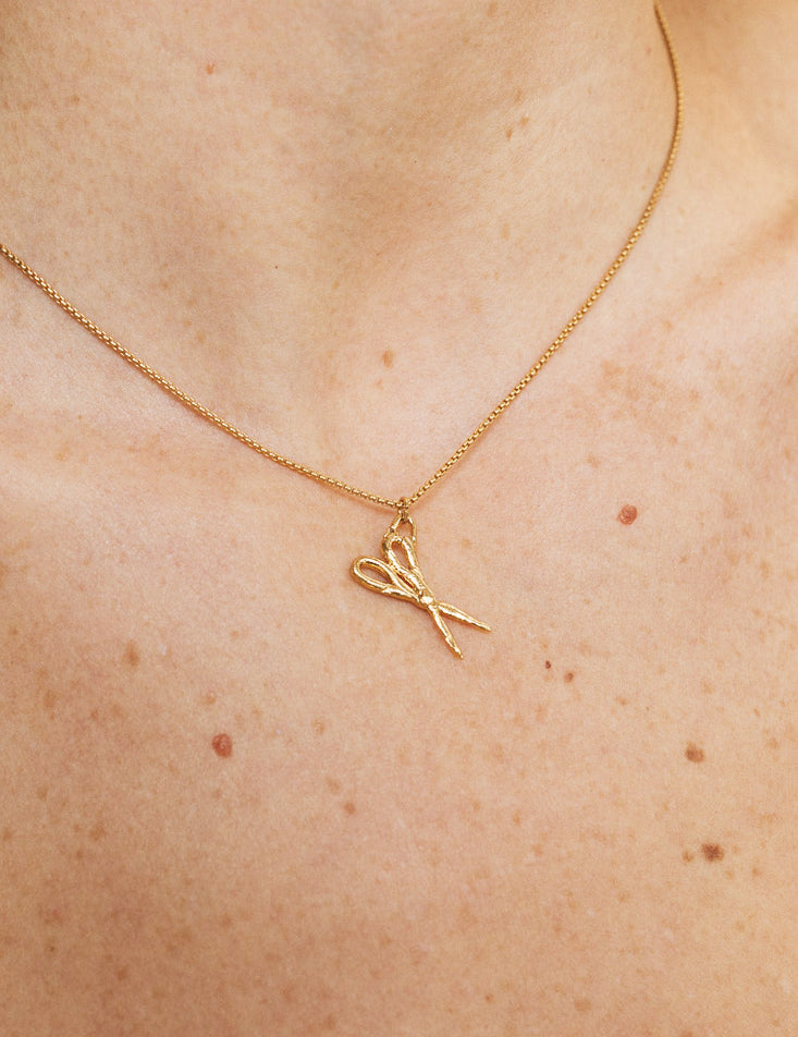 Gold Plated Scissors Necklace