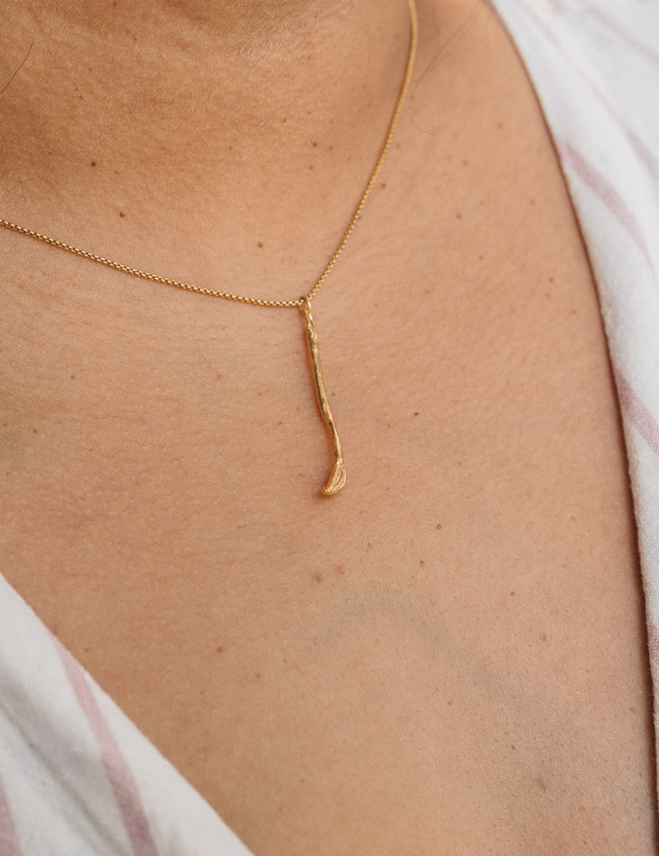 Gold Plated Paintbrush Necklace