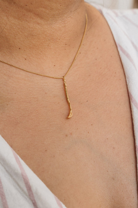 Gold Plated Paintbrush Necklace