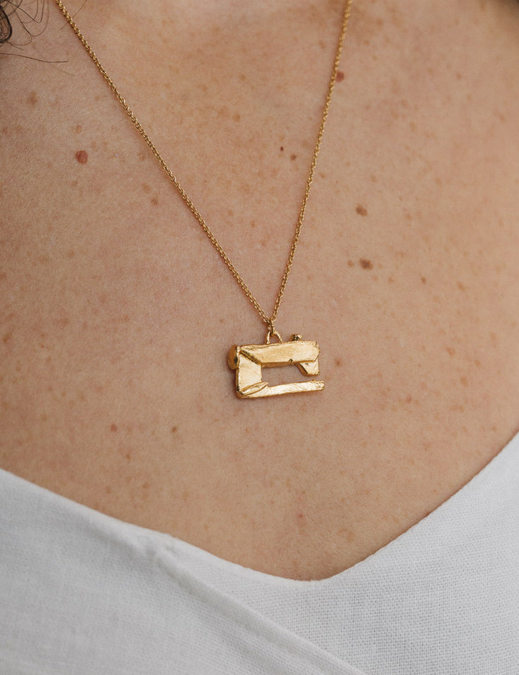 Gold Plated Sewing Machine Necklace