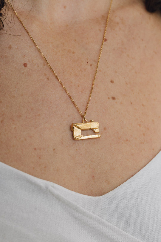 Gold Plated Sewing Machine Necklace