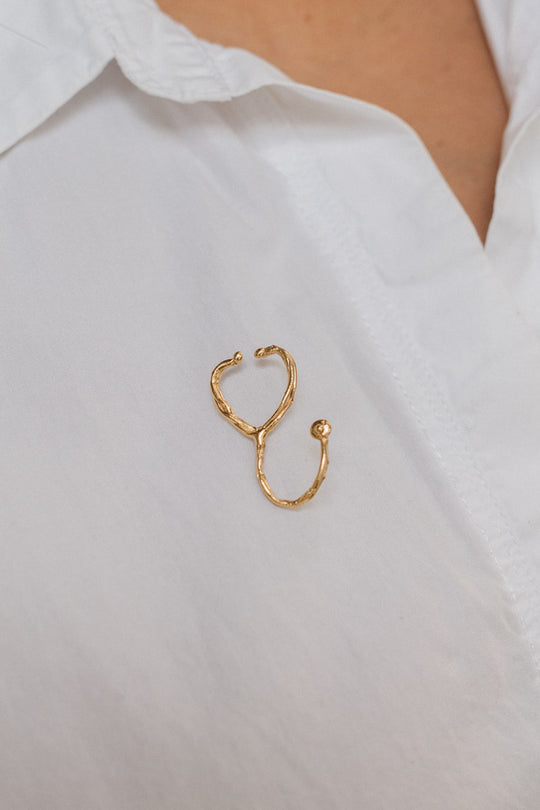 Gold Plated Stethoscope Brooch