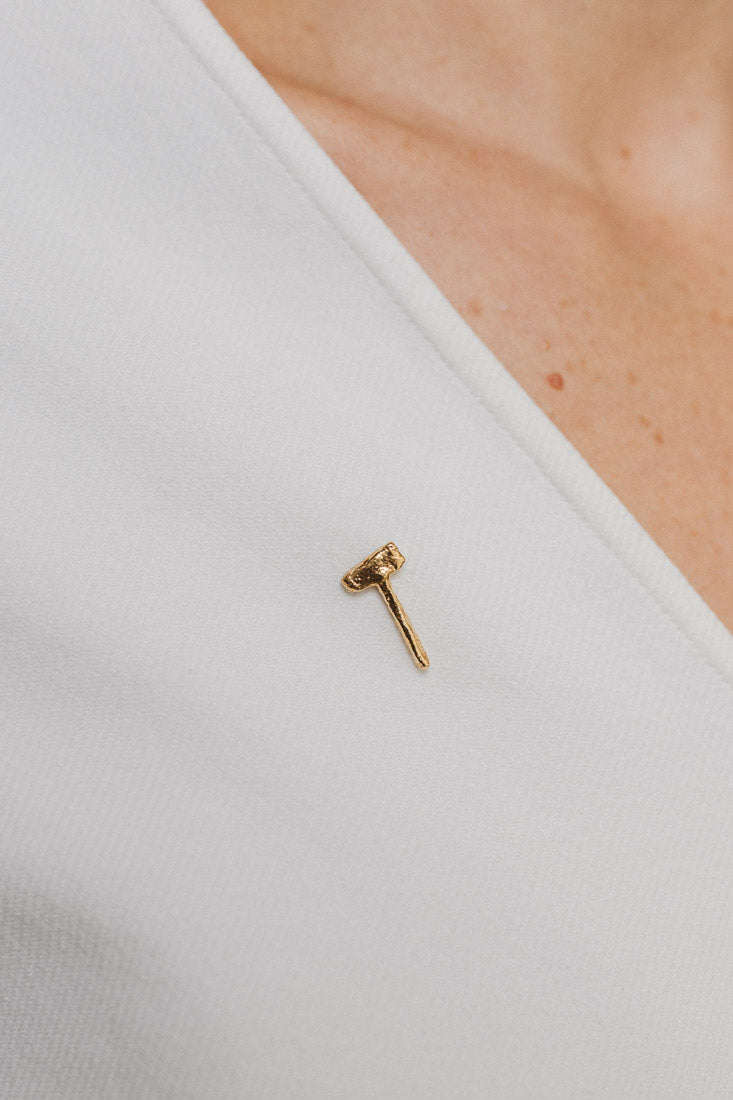 Gold Plated Hammer Brooch