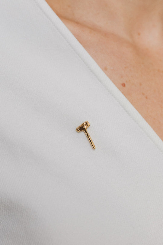 Gold Plated Hammer Brooch