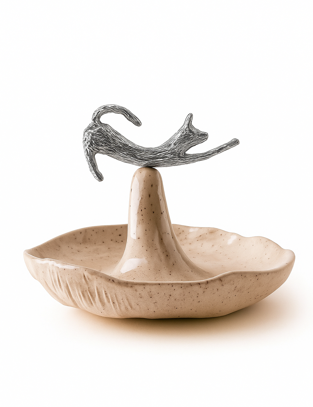 Sleepy Cat Ceramic Jewelry Dish