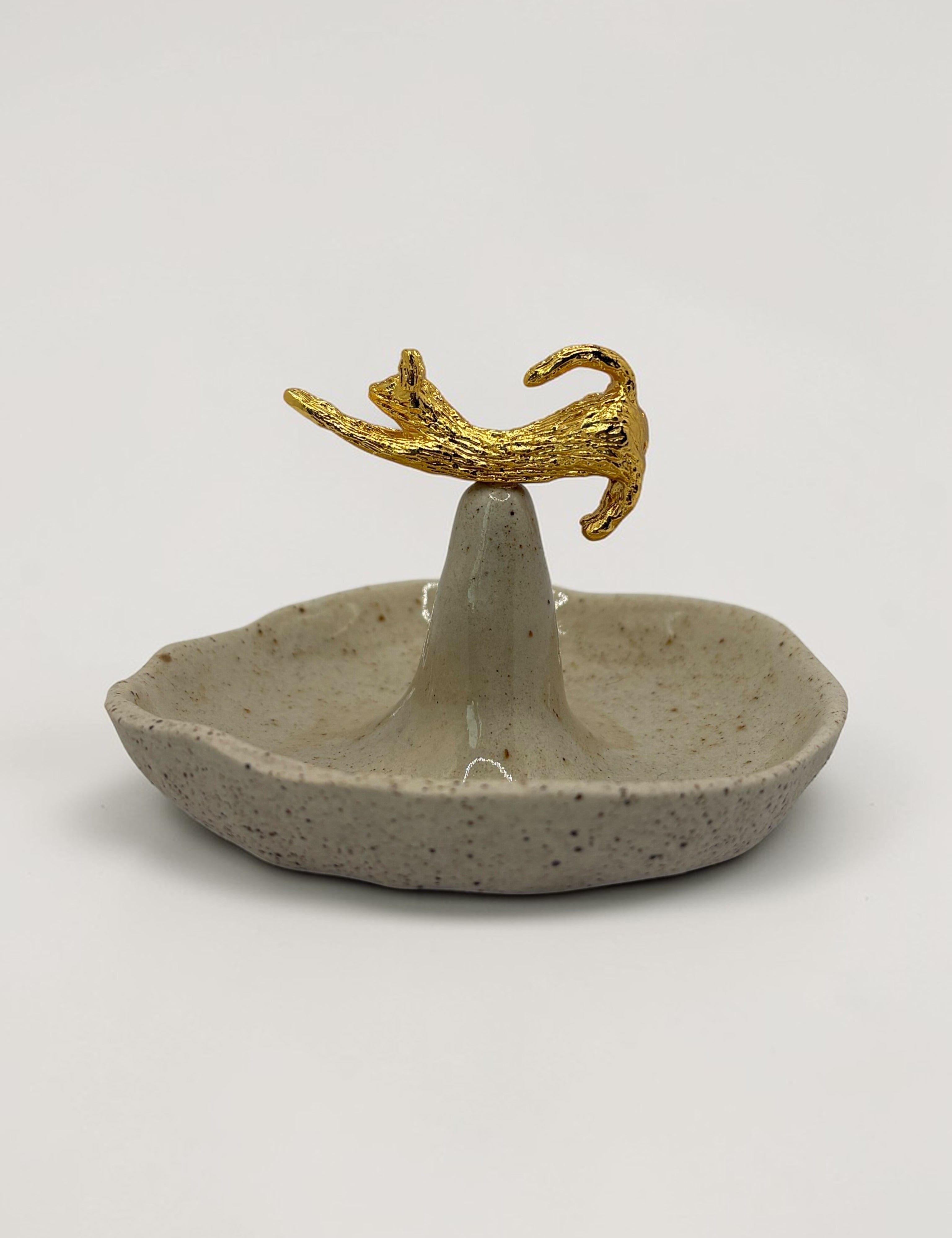 Sleepy Cat Ceramic Jewelry Dish