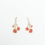 Pair of agraz Earrings presented on a white background, highlighting their design inspired by branches and fruits.