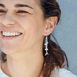 Hand-Painted Sterling Silver Barracuda Earrings