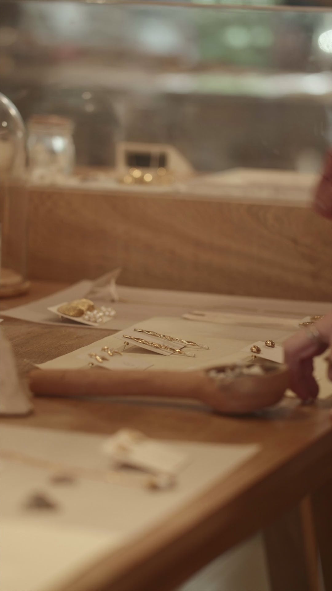 Close-up video of handmade jewelry piece from CÂPÂ, showcasing texture and craftsmanship in motion.